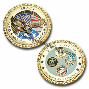 Moneda de desafío de metal recortada de esmalte suave con símbolo militar personalizado