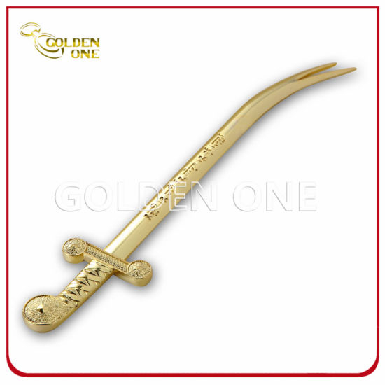 Abridor de letras de chapado de oro de forma de espada de souvenirs personalizada