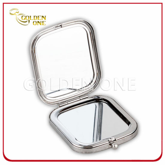 Regalo promocional espejo de bolsillo de metal plegable de cristal brillante.