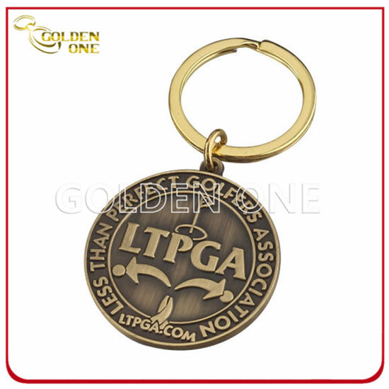 Llavero de metal con logotipo en relieve de latón antiguo personalizado (CK31)