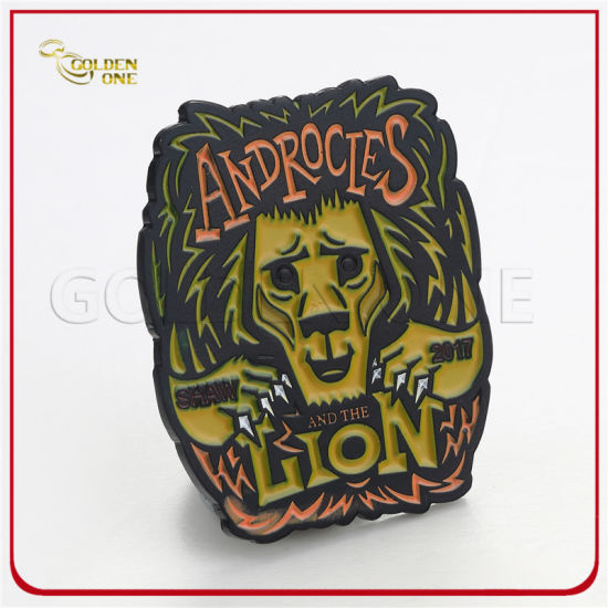 Ventas directas de fábrica Pin de solapa de metal de león de lujo personalizado