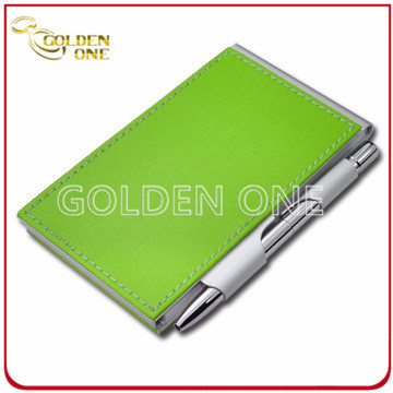 Cuaderno de cuero de aluminio anodizado de bolsillo de la venta caliente con bolígrafo
