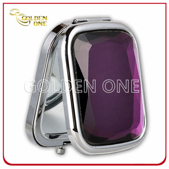 Regalo promocional espejo de bolsillo de metal plegable de cristal brillante.