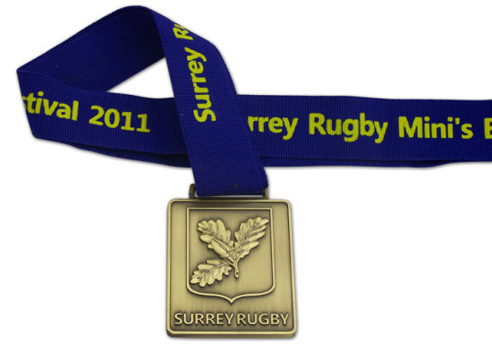 Medalla deportiva de metal personalizada con cordón impreso de alta calidad