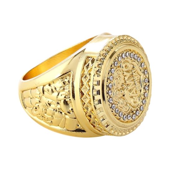 Anillo de metal personalizado de alta calidad de dos tonos con diamantes de imitación
