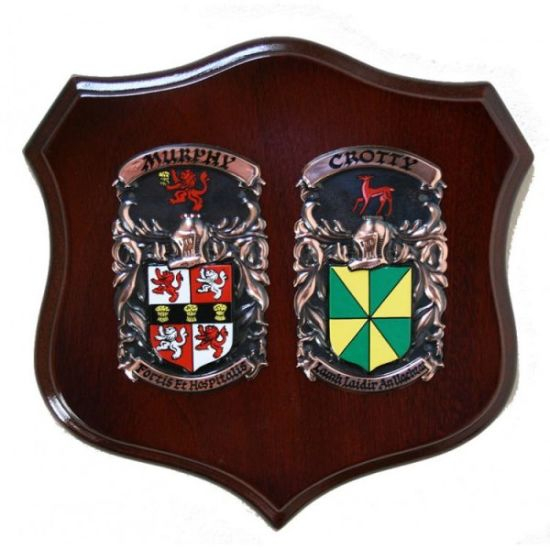 Placa de madera de recuerdo de diseño 3D personalizado con insignia de metal y caja de terciopelo