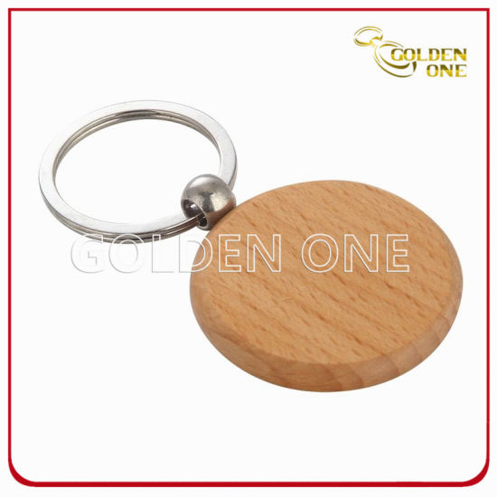 Promoción de buena calidad Círculo forma llavero de madera anillo