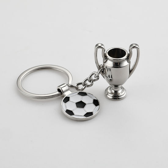 Llavero de metal con logotipo de fútbol de esmalte suave de diseño personalizado