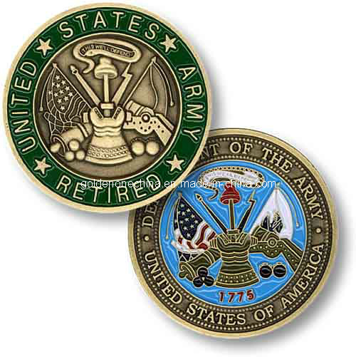 Fábrica de alta calidad personalizado Chile EE. UU. Cop Militar Ejército de latón Moneda de metal antigua