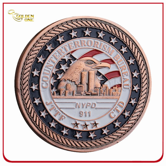 Moneda de desafío de recuerdo de policía de esmalte suave con logotipo 3D de metal personalizado
