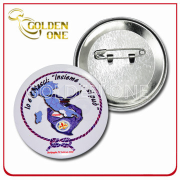 Pantalla personalizada Impresa plateada Botón de metal Insignia