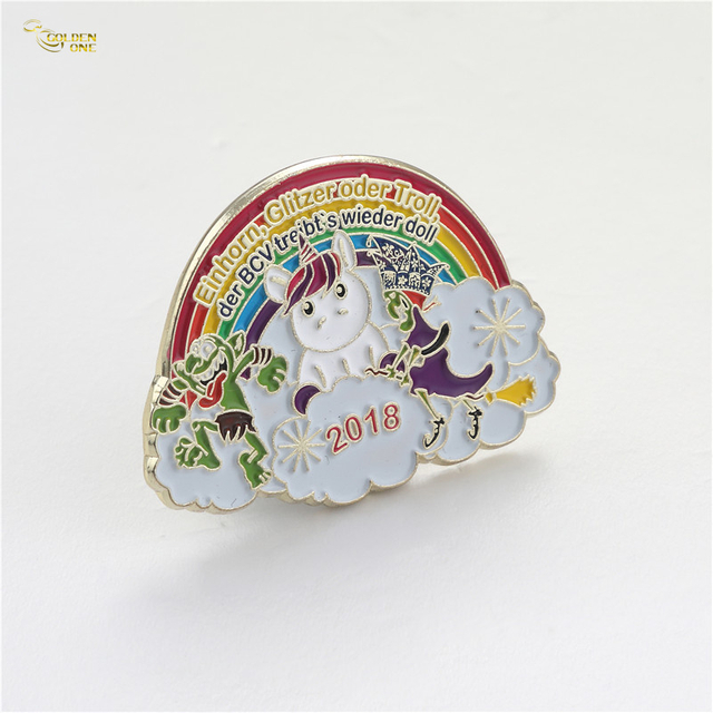 Pin de solapa personalizado de esmalte suave de color de relleno de arco iris de metal de alta calidad de ventas calientes