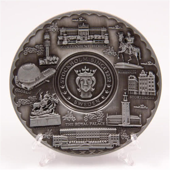 Fábrica de vendas directas de diseño personalizado casero decorativo de metal plato de souvenir