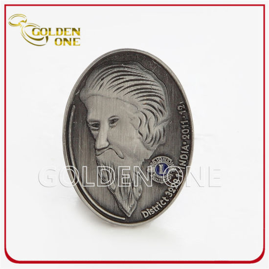 Cabeza 3D Moneda de plata antigua, moneda de metal personalizada