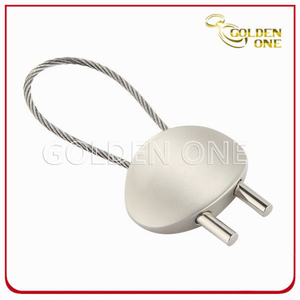 Soporte de llave de metal de cable de recuerdo de coche de forma ovalada en blanco personalizado