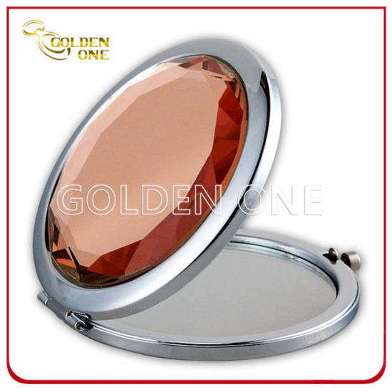 Regalo promocional espejo de bolsillo de metal plegable de cristal brillante.