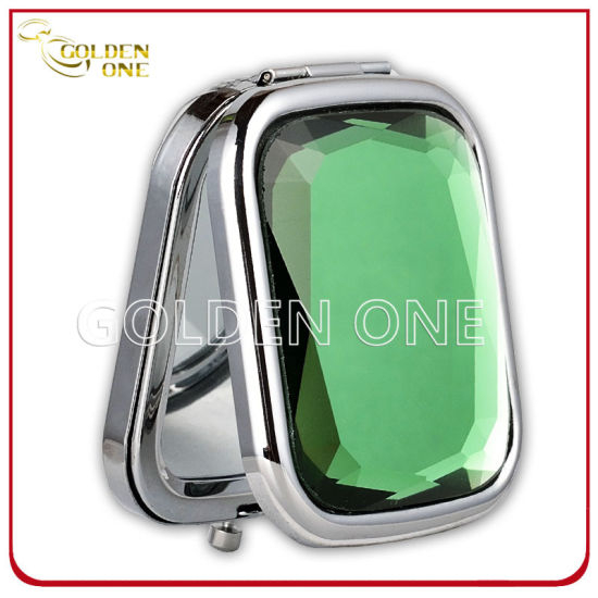 Regalo promocional espejo de bolsillo de metal plegable de cristal brillante.