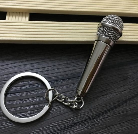 Llavero de micrófono de metal de venta caliente para regalo de promoción