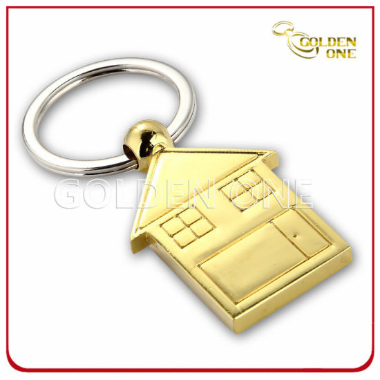Llavero de metal chapado en oro personalizado para bienes raíces