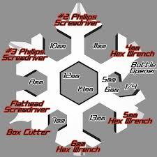 Acero inoxidable 18 en 1 herramienta de llave de bolsillo multifuncional de copo de nieve