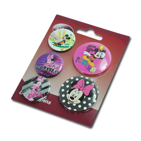 Pantalla personalizada Impresa plateada Botón de metal Insignia