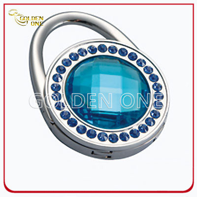 Decoración de piedra de cristal azul Percha de bolso plegable de metal
