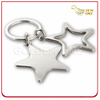 Llavero de metal grabable niquelado con diseño de estrella en blanco