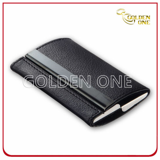 Best Seller Black PU Cuero Tarjeta de visita Titular