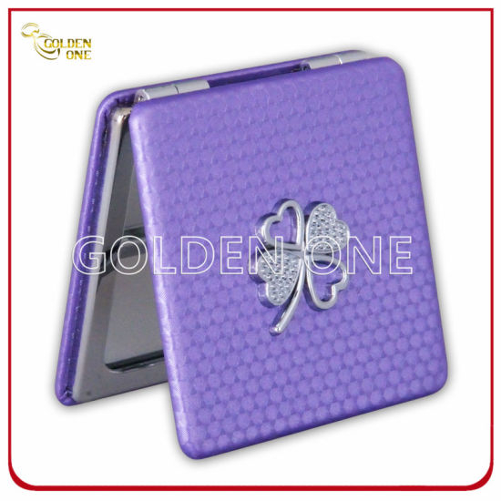 Espejo compacto de cuero impreso personalizado con brillo brillo